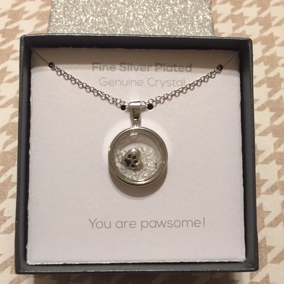 NWT. Silver Plated Crystal Paw Necklace. New in box. - Picture 1 of 2